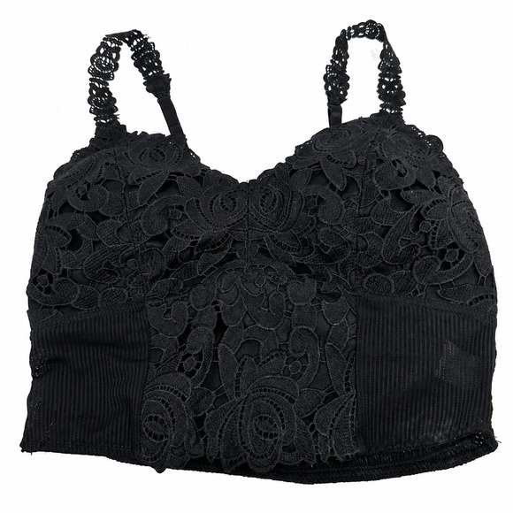 BKE Essentials Other - BKE Essentials Womens Black Lace Bralette Smocked Back Crop Top Medium 3084-BRK